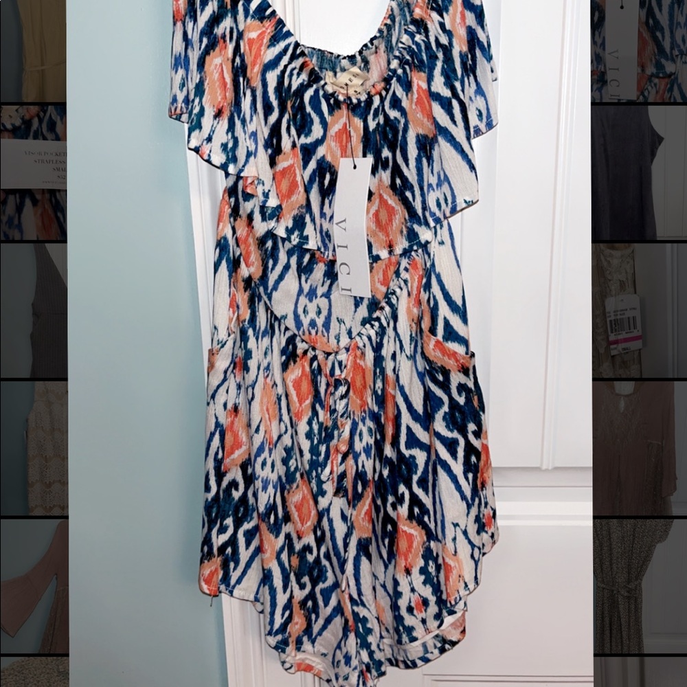 VICI strapless romper with pockets